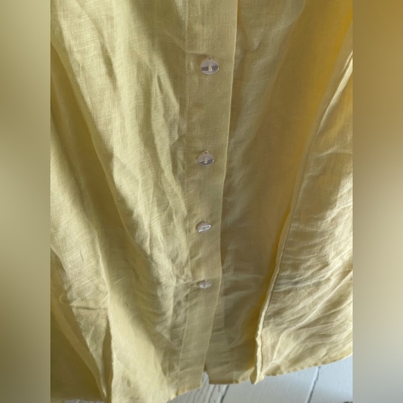 NWOT Sleeper Women's Yellow Linen Button Front Self-Tie Brigitte Dress Size S - Picture 7 of 11